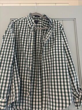J. Crew Green and White Check Button-Down Shirt